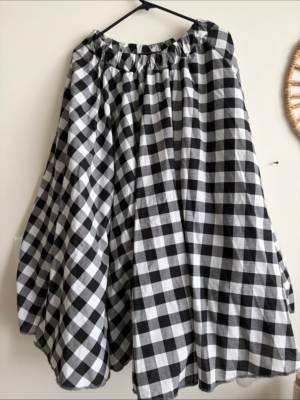 Black & White Gingham Tulle layered Midi Skirt - size L